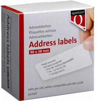 Labeletiket Quantore DK-11208 38 x 90 mm adres wit