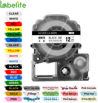 Labelife 1pcs 12mm SS12KW LC-4WBN Compatible Epson LabelWorks LK Tape Standard Black on White For Label Printer LW-300, LW-400