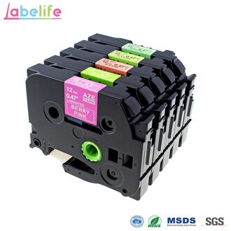 Labelife 5 Stks/partij Multi-color 12 Mm TZe-MQP35, TZe-MQG35, TZe-B31, TZe-C31, TZe-D31 Compatibel P-Touch Printer Label Set