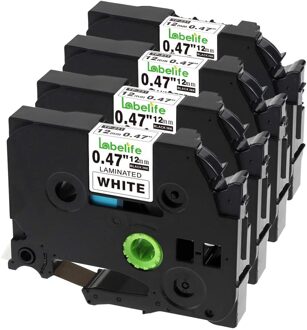 Labelife Compatibel Label Tape Voor Brother P Touch Label Maker Tape, TZe-231 Tape 12Mm Gelamineerd Wit TZe231 TZ231 Voor PT-D200
