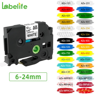 Labelife TZe-231 tze label tape Compatible for Brother P-touch Label Maker for PT-D200 12mm Black on White brother labeler tz231