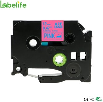 Labelife TZe-FA3 TZe-FA231 Stof Ijzer-On Kleding Etiketten Compatibel Voor Broer Label Tape 12Mm PT-D210 Non-Self-Lijm blauw on roze