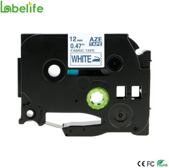 Labelife TZe-FA3 TZe-FA231 Stof Ijzer-On Kleding Etiketten Compatibel Voor Broer Label Tape 12Mm PT-D210 Non-Self-Lijm blauw on wit
