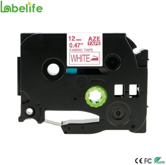 Labelife TZe-FA3 TZe-FA231 Stof Ijzer-On Kleding Etiketten Compatibel Voor Broer Label Tape 12Mm PT-D210 Non-Self-Lijm rood on wit