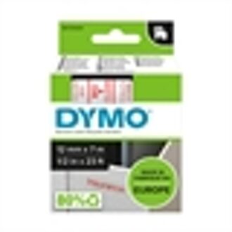 Labeltape Dymo 45012 D1 750520 12mmx7m rood op transparant
