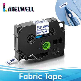 Labelwell 12Mm Label Compatibel Voor Brother FA3R FA231 FA3 Stof Ijzer Op Tape Zwart Rood Op Wit Voor pt Label Maker H110 blauw on wit