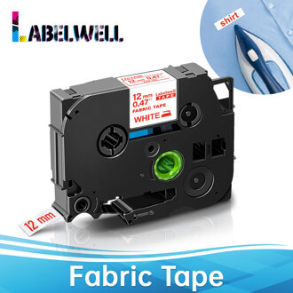 Labelwell 12Mm Label Compatibel Voor Brother FA3R FA231 FA3 Stof Ijzer Op Tape Zwart Rood Op Wit Voor pt Label Maker H110 rood on wit