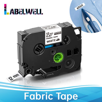 Labelwell 12Mm Label Compatibel Voor Brother FA3R FA231 FA3 Stof Ijzer Op Tape Zwart Rood Op Wit Voor pt Label Maker H110 zwart on wit