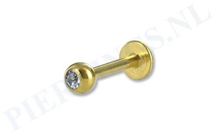 Labret 1.2 mm goud kleur kristal licht blauw
