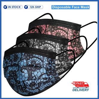 Lace Disposable Surgical Mask 3 layer Ply Filter Anti Dust Adult Mouth Mask Non-woven Face medical Masks Adult Mouth Mask