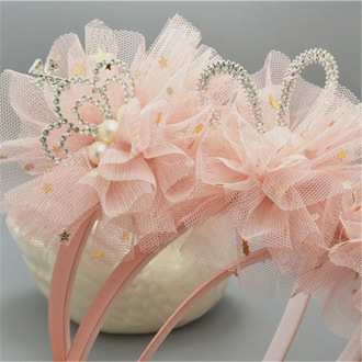 Lace Flower Hair Band Rhinestone Crown Patch Headband For Girls/Kids High Quality Headwear Elastic Hairbands Hair Accessories