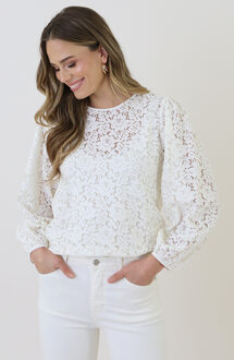 Lace Long Sleeve Blouse Ecru