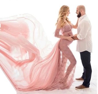 Lace Maxi Pregnancy Dress Photography Props Pregnant Women Tailing Long dress Sexy V Neck Off Shoulder Maternity Gown Dresses