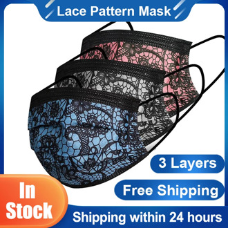 Lace Pattern Disposable surgical Masks Non-woven Face medical Masks 3 layer Ply Filter Anti Dust Breathable Adult Mouth Mask