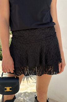 Lace Skort Smocked Zwart