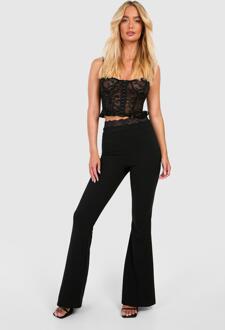 Lace Waistband Jersey Flare Trouser, Black - 14