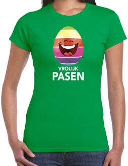 Lachend Paasei vrolijk Pasen t-shirt / shirt - groen - dames - Paas kleding / outfit 2XL