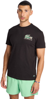 Lacoste Big Croc Graphic T-shirts Heren - Zwart - Maat XS - Katoen Jersey Black