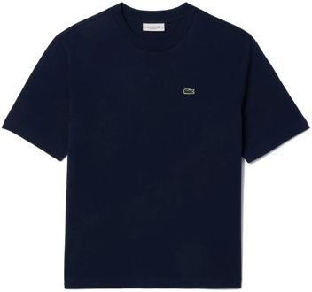 Lacoste Blauw Logo Front T-shirt Lacoste , Blue , Dames - 2Xl,Xl,L,M,Xs