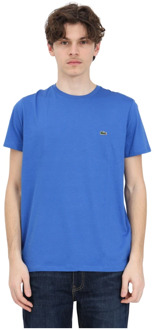 Lacoste Blauw Logo Patch T-shirt Lacoste , Blue , Heren - 2Xl,Xl,L,M,S
