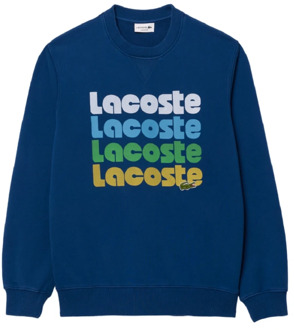 Lacoste Blauwe Stonewashed Sweatshirt Urban Sporty Style Lacoste , Blue , Heren - L,M,S,Xs