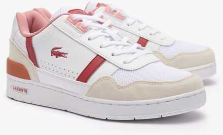 Lacoste Boy's Lacoste Juniors T-Clip Trainers in White pink - maat EU 37.5 / UK 4.5 Wit