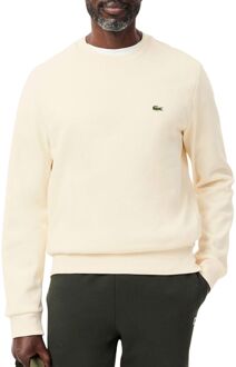 Lacoste Crème Crewneck Sweater Casual Herfst Winter Lacoste , Beige , Heren - 2Xl,Xl,L,M,S