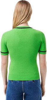 Lacoste Dames/Dames 3D Naadloos Ribgebreid Sweatshirt met Korte Mouwen (Groen) - maat