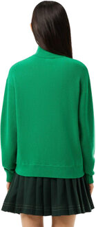 Lacoste Dames/Dames gekaarde wollen trui met hoge hals en ontspannen pasvorm (Groen)