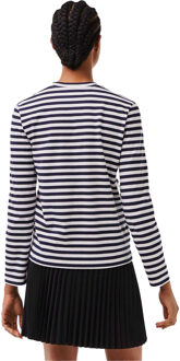 Lacoste Dames/dames gestreept T-shirt (Marine) - maat Navy