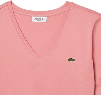 Lacoste Dames/Dames Katoen V Hals Relaxed Fit T-shirt (Roze)