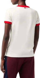 Lacoste Dames/Dames Katoenen Slank Tennis T-shirt (Wit, Rood)