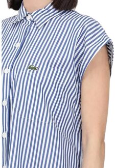 Lacoste Dames/Dames Popeline Los Mouwloos Overhemd Jurk (Blauw/Wit)