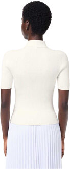 Lacoste Dames/Dames Ribgebreid Kwart Rits Poloshirt (Wit) - maat EU 38 / UK 10