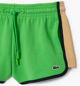 Lacoste Dames Lacoste Contrast Panel Piqué Korte Broek in Groen - EU 38 / UK 10