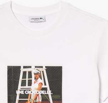 Lacoste Dames Lacoste Crocodelle Gedrukt Piqué T-shirt in Wit - EU 40 / UK 12