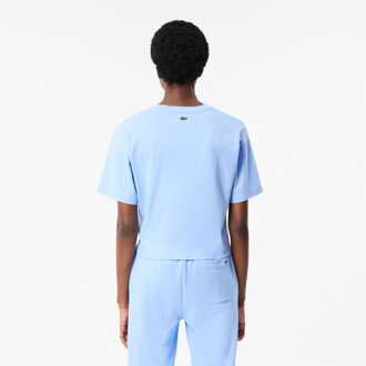 Lacoste Dames Lacoste Katoenen Logo T-shirt in Lichtblauw - maat EU 38 / UK 10