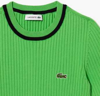 Lacoste Dames Lacoste Naadloze 3D Gebreide Geribde Trui in Groen