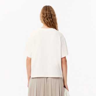 Lacoste Dames Lacoste Oversized Bloemenprint Katoenen T-shirt in Wit