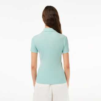 Lacoste Dames Lacoste Slim Fit L.12.D Geribd Poloshirt in Mint - maat EU 40 / UK 12