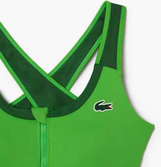 Lacoste Dames Lacoste Sport Colour Block Stretch Bralette met rits in Groen - XS