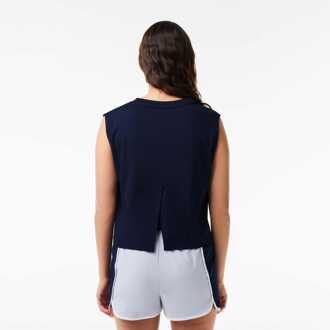 Lacoste Dames Lacoste Sport Ultra Dry Cotton Sport Crop Top in Blauw - EU 38 / UK 10