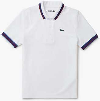 Lacoste Dames Lacoste UV Protect Gestreepte Kraag Tennis Poloshirt in Wit - maat EU 38 / UK 10