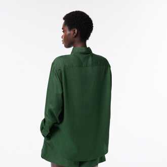 Lacoste Dames Lacoste Vloeiend Oversized Lyocell Shirt in Groen - EU 34 / UK 6