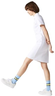 Lacoste Dames Pique Bell Sleeve Polo Jurk (Wit) - maat