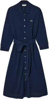 Lacoste Dames Piqué Poloshirt Jurk met 3/4 Mouwen (Marineblauw) - maat Navy