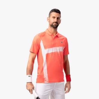 Lacoste Djokovic Polo Heren-Koraal,Wit - L