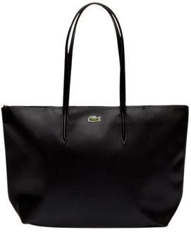 Lacoste Effen kleur schoudertas met logo Lacoste , Black , Dames - ONE Size