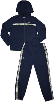 Lacoste Grid Taped Trainingspakken Kinder - Blauw - Maat 130 - 140 CM - Poly Woven Blue