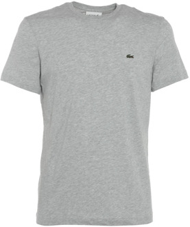 Lacoste Grijze T-shirt met regular fit en geborduurd logo Lacoste , Gray , Heren - L,M,S,Xs